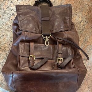 Coach Dark Brown Leather Backpack